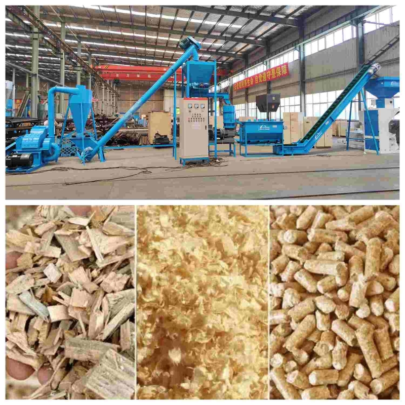Isıtma için Komple 1 ~ 5T / H Biyokütle Talaş Ahşap Pelet Üretim Hattı