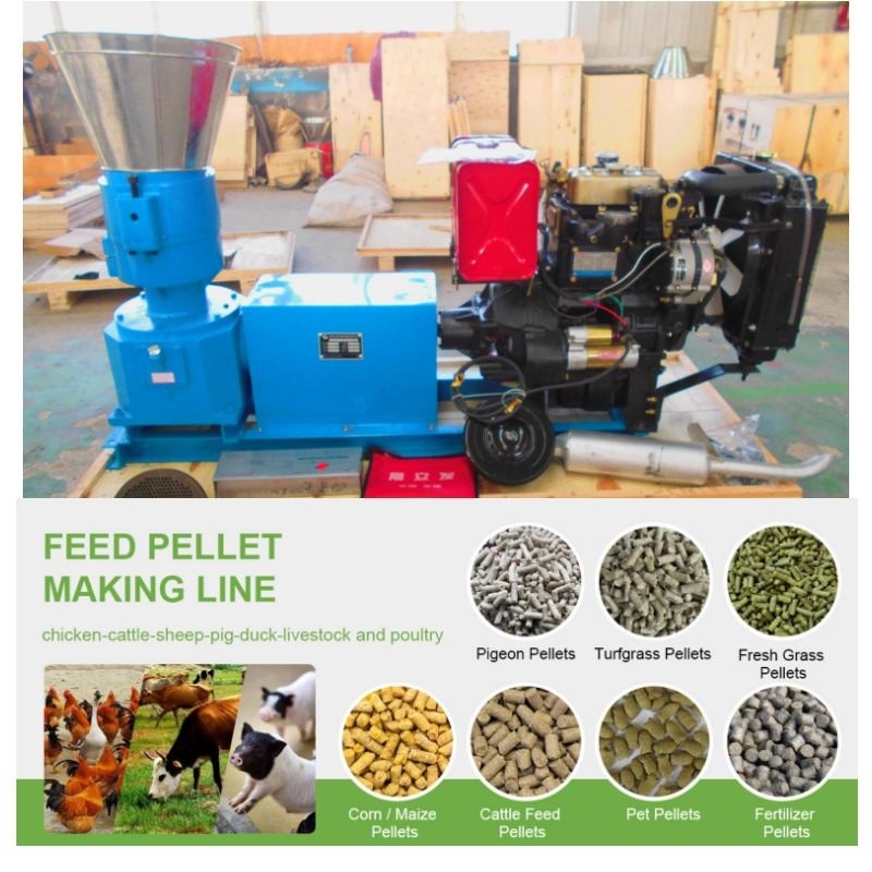 100-1200 Kg/Saat Elektrik Motorlu Veya Dizel Motorlu Yem Pelet Değirmeni