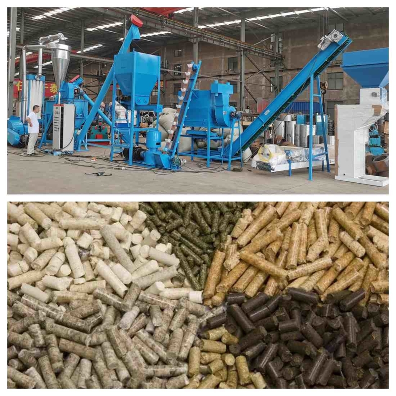 1000kg / H Hayvan Yemi Pelet Üretim Hattı 1-12mm Yem Pelet Kırma Makinesi