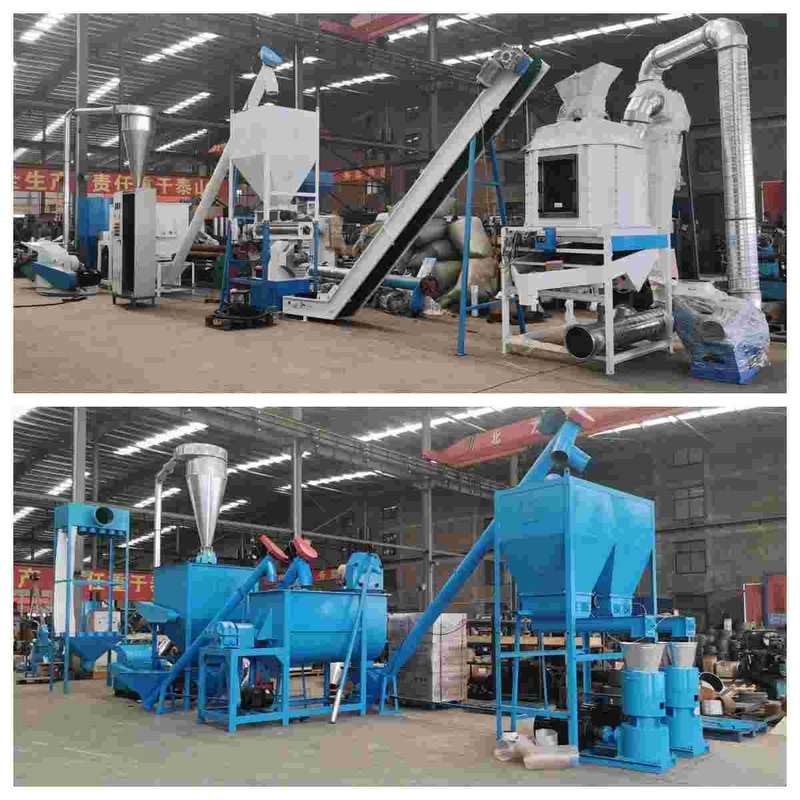 1-2 ton / saat hayvanlar kümes hayvanları tavukları CE Belgeli Yem Pelet Üretim Hattı