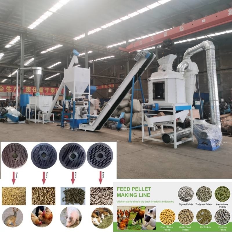 Hayvan Kümes Hayvanları Yemi İçin 2 Ton / Saat Yem Pelet Üretim Hattı