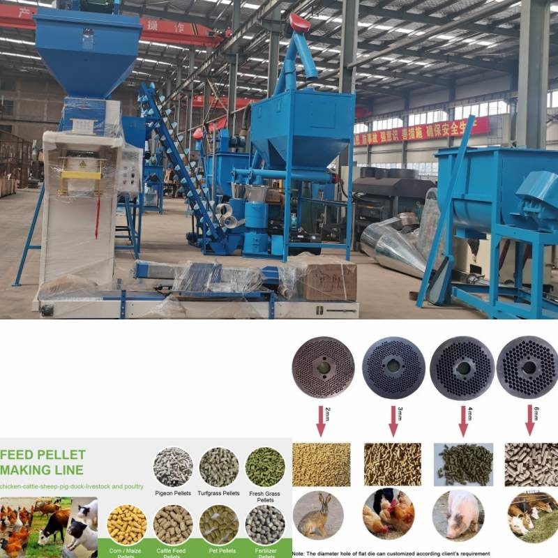 Hayvan Kümes Hayvanları Yemi İçin 2 Ton / Saat Yem Pelet Üretim Hattı