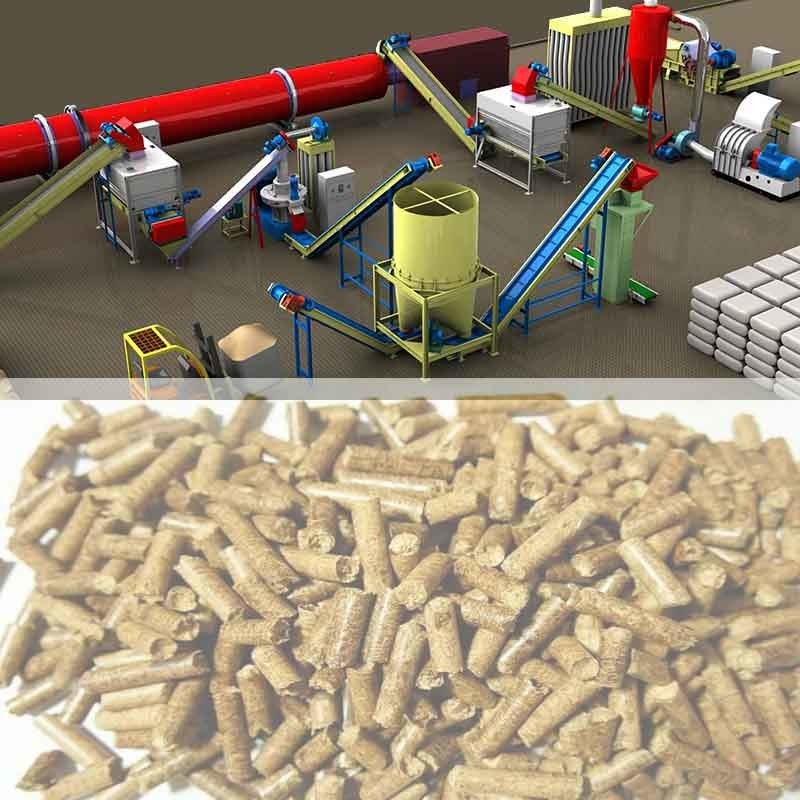 1T / H -5T / H Komple Ahşap Biyokütle Pelet Üretim Hattı Yangın Pelet Yapma Makinesi