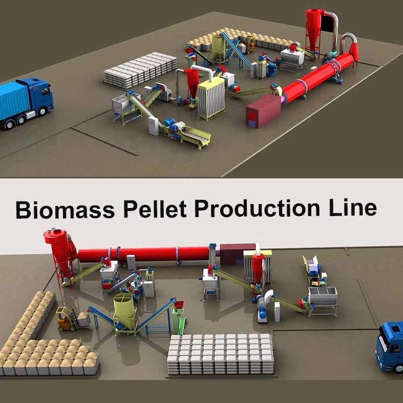 1T / H -5T / H Komple Ahşap Biyokütle Pelet Üretim Hattı Yangın Pelet Yapma Makinesi