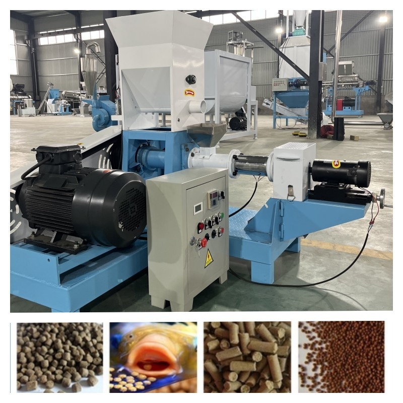 100-500kg/saat 0.75kw Vidalı Konveyörlü 1-12mm Yüzer Balık Yemi Üretim Hattı