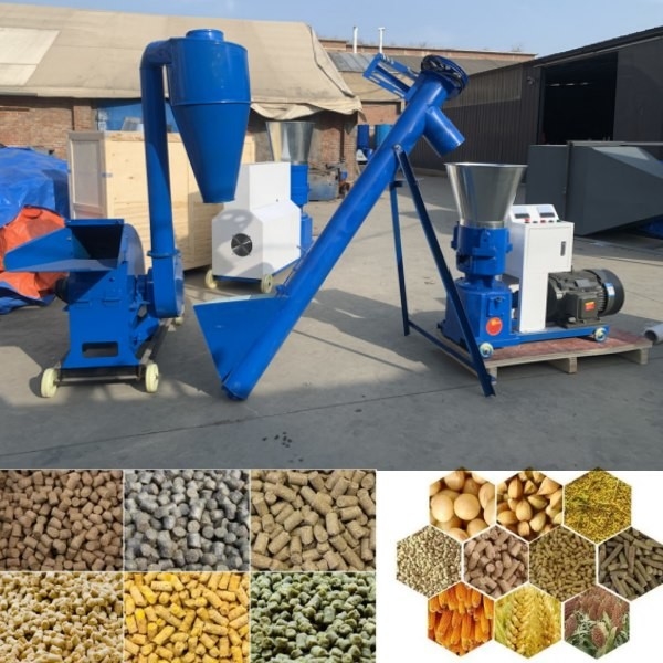 100-1200kg / H Hayvan Yemi Pelet Makinesi Düz Kalıp Pelet Değirmeni 1-12mm Son Pelet Boyutu