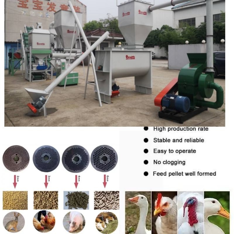 Sığır Yemi İçin Yatay Koyun Yemi Pelet Makinesi 1.5 Ton / H İnek Pelet Makinesi