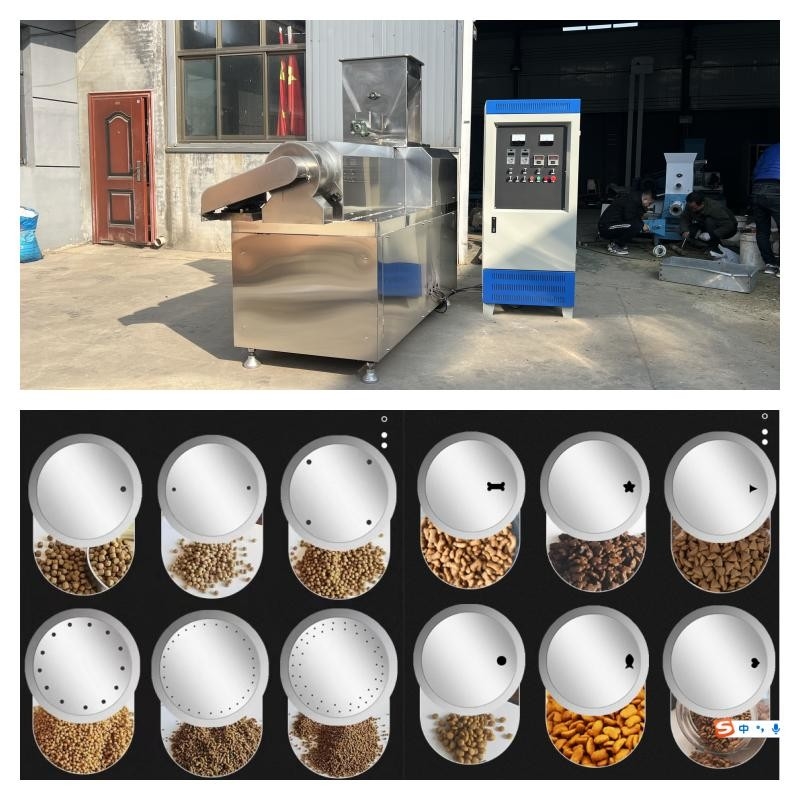 Paslanmaz Çelik Kuru Tip Balık Yemi Ekstruder 55kw Kuru Evcil Hayvan Yemi Üretim Hattı