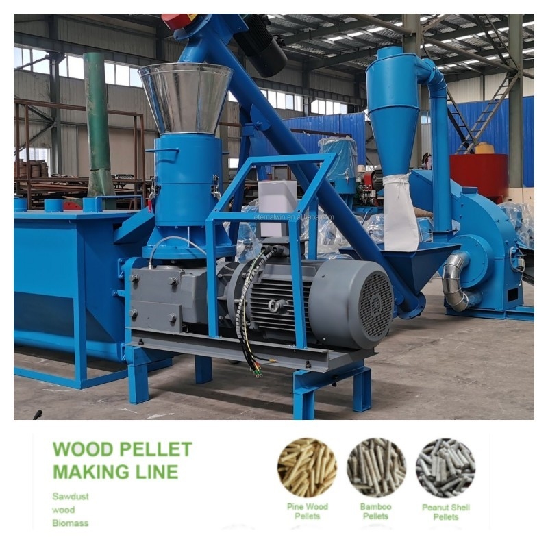 Ayarlanabilir Boyutlu 100-1200kg / H Ahşap Pelet Makinesi 22-55KW Ahşap Pelet Hattı