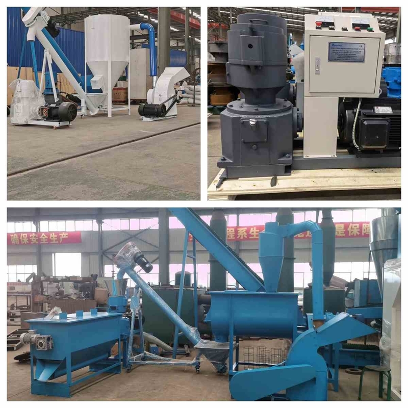 Düz Kalıp Yem Pelet Makinesi 300kg / H -1000Kg / H Küçük Hayvan Yemi Pelet Üretim Hattı