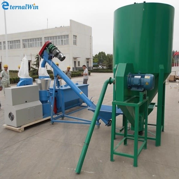 Fabrika tedarikleri Tavuk/hayvan/sığır yemleri pellet makinesi üretim hattı 1 ton 2 ton