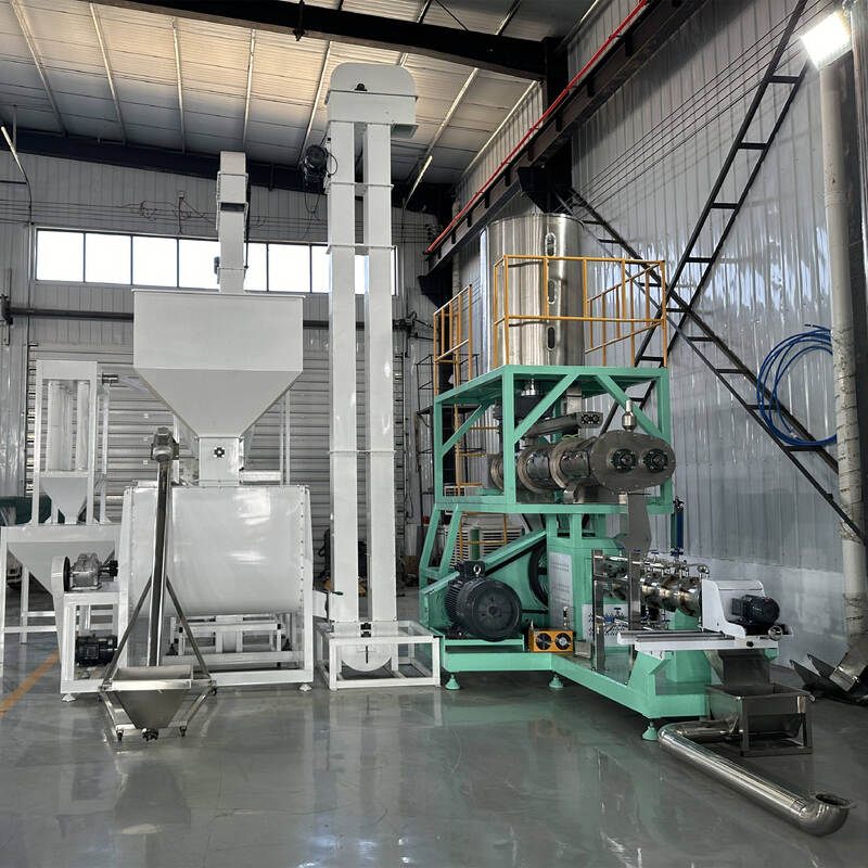 Çeşitli fonksiyonlu tek çift vidalı besin ekstrüzyon hattı 500KG/H-10T/H Paslanmaz çelik yapısı ile balık besini ve evcil hayvan besini üretimi kapasitesi