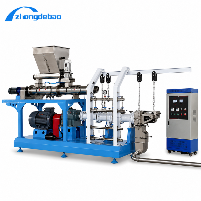 Multifunctional Single Twin Screw Feed Extrusion Line 500kg/h-10t/h For Fish Feed And Pet Food Production