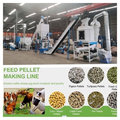 CE belgeli tam otomatik 1-12mm 2 ton Yem Pelet Üretim Hattı